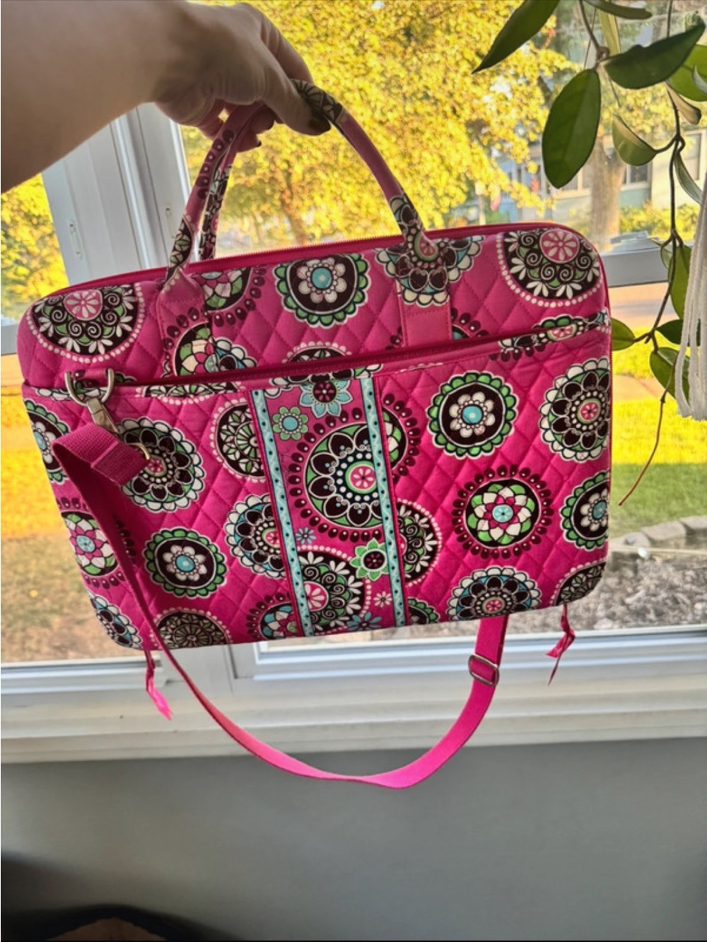 Vera Bradley Hot Pink Floral Quilted Laptop Bag
